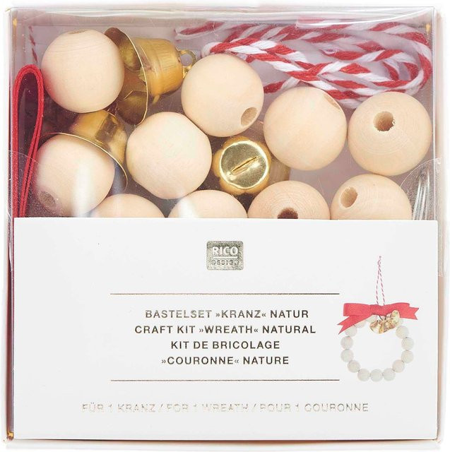 Rico Design Bastelset Kranz aus Holzperlen in Natur für weihnachtliche Dekoration - Bild 1