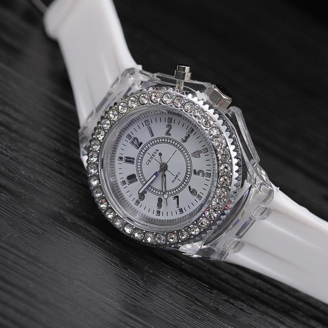 Milost Digitaluhr, Strass, Weiß, Kunststoff, Silikon, Damen - Bild 1