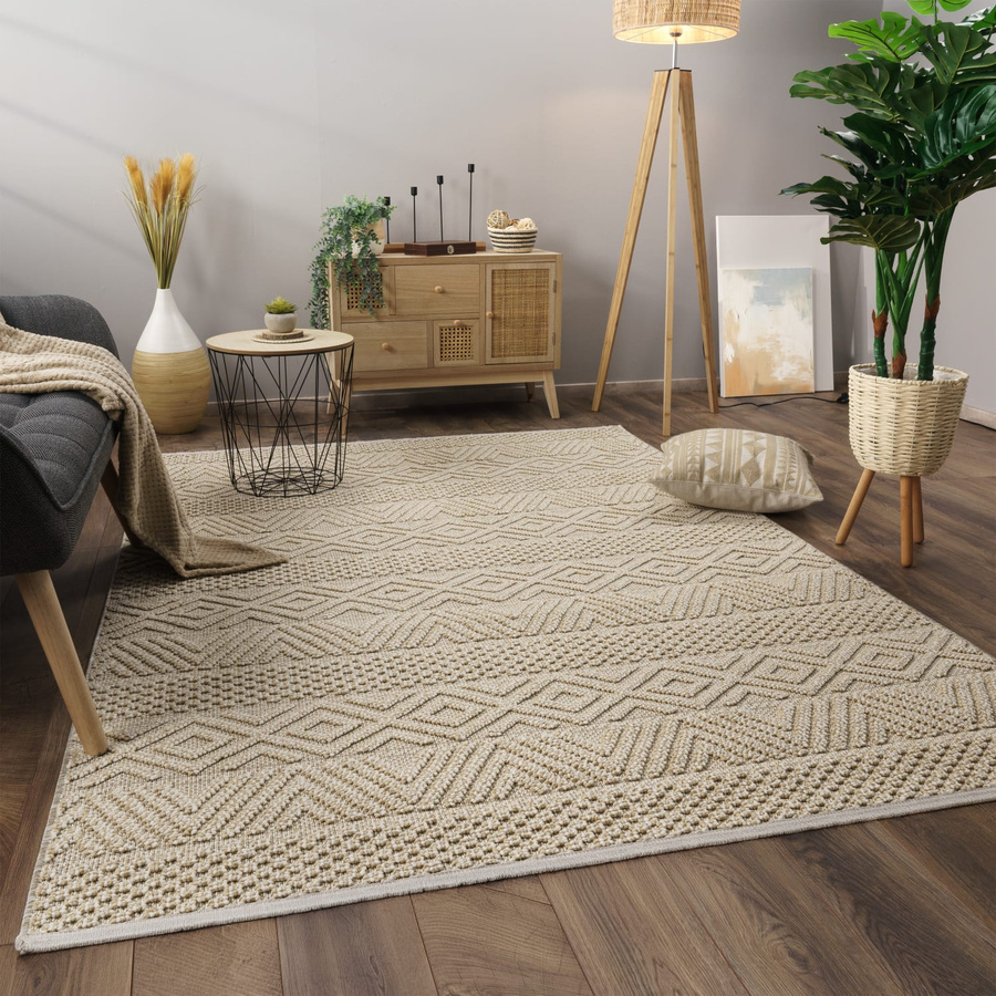 Teppich Munico in Creme und Beige mit geometrischem Design, B/T: 200 x 280 cm - Bild 2