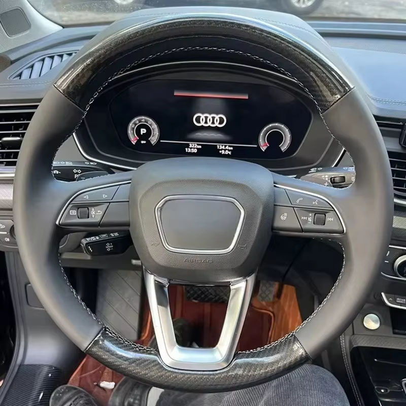 WUNHKF Lenkradbezug aus Carbonfaser und perforiertem Leder in Schwarz für Audi A4 Allroad, Q3, Q5, Q7, Q8 und SQ5 - Bild 4