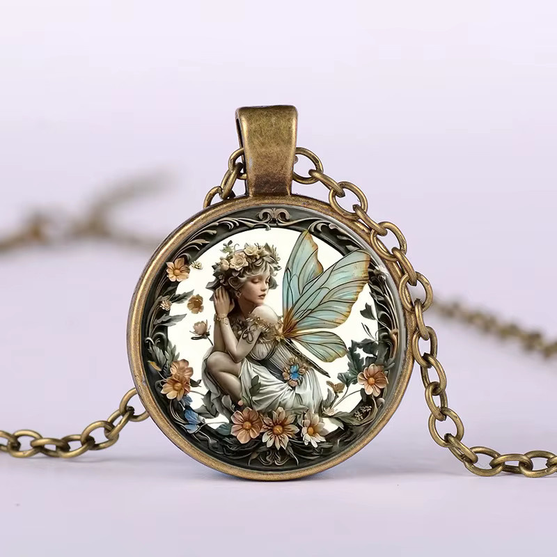 konminry Halskette, Schmetterling Fee Glaskuppel, Gold, Bronze, Damen - Bild 2