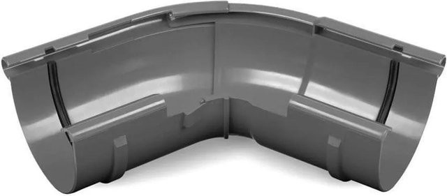 Bryza Regenrinne-Eckstück System 100 aus PVC, halbrund, einstellbar von 120° bis 145°, Farbe: Graphit/Anthrazit - Bild 1