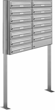 AL Briefkasten für 13 Parteien, freistehendes Briefkasten-System in Silber, B/H/T: 153,283 x 170,0 x 27,5 cm - Bild 1