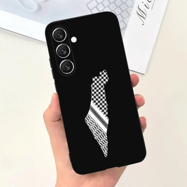 Handyhülle mit Palästina Flagge Karte für Samsung Galaxy S25 S24 S23 S22 S21 S20 Ultra Plus FE Lite Note 5G in Schwarz - Bild 1