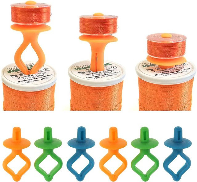 Homyl 12 Stück Spulenhalter aus Silikon und Kunststoff, bunte Garnhalter Clips für die Nähmaschine, Multicolour - Bild 1