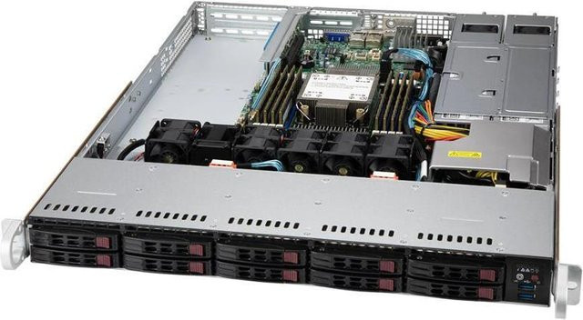 Supermicro UP SuperServer 110P-WTR Rack-Server 1U in Schwarz und Silber mit 10GbE, AST2600, SATA und PCI Express, ohne CPU, RAM oder HDD - Bild 1