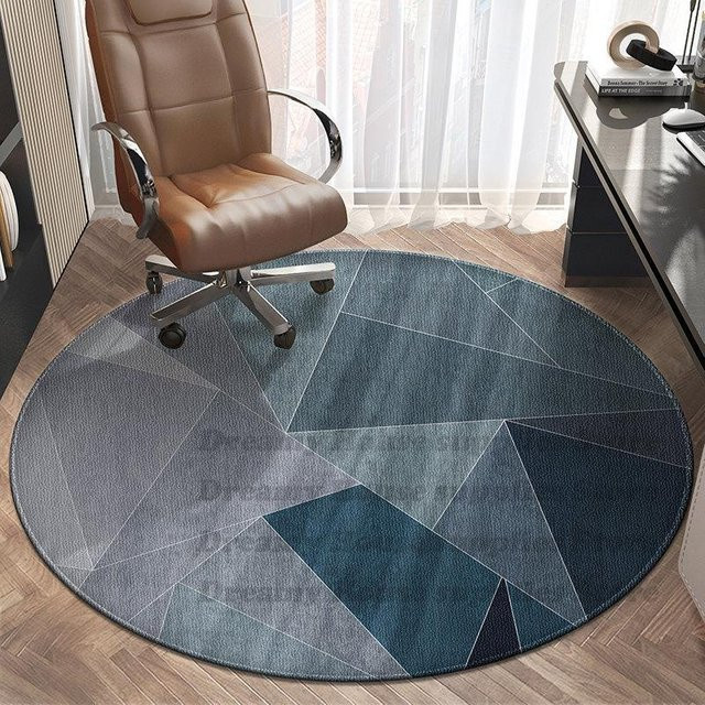 Runder Teppich JGJG in Blau mit Streifen-Design, maschinengefertigt, rutschfest und waschbar, Durchmesser: 120 cm - Bild 1