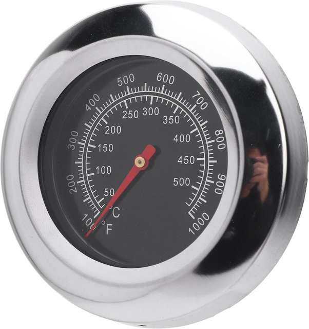 GoolRC Edelstahl BBQ Thermometer mit 76 mm Zifferblatt, M10 Schraubgewinde und Flügelmutter in Schwarz und Silber - Bild 1