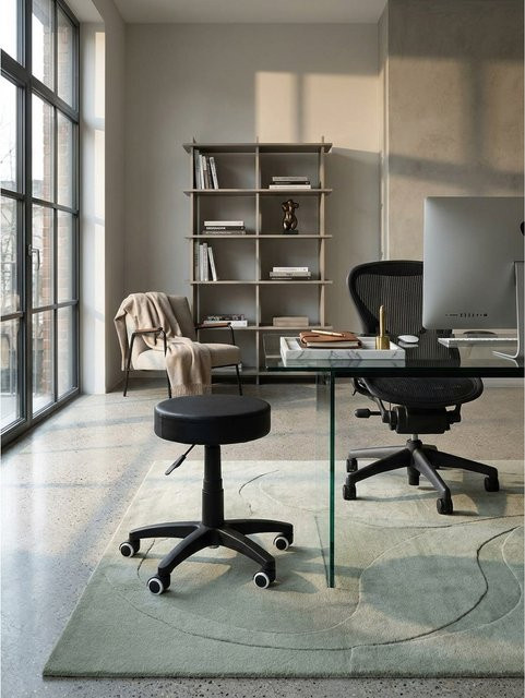 Arbeitshocker KADIMA DESIGN aus Kunstleder in Schwarz mit Rollen und Polsterung ohne Lehne - Bild 1