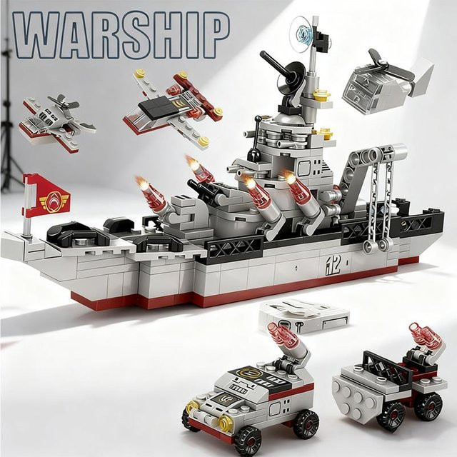 Marine Bausteine Schlachtschiff Modell, Montage Spielzeug, ab 6 Jahren - Bild 1
