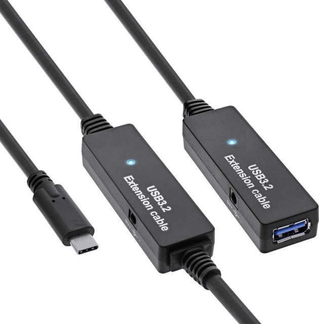 InLine USB 3.2 Gen.1 Aktiv-Verlängerung mit USB-C Stecker und USB-A Buchse, Schwarz, 15 m - Bild 1