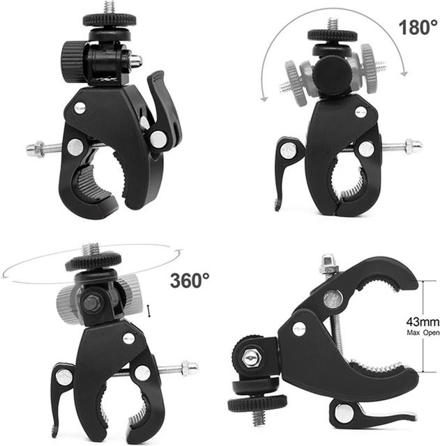 Fomscvka Universal 360 Grad Rotierende Kamera-Lenkerhalterung für Fahrrad und Sportkameras in Schwarz - Bild 1