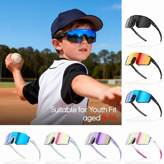 SCVCN Sportsonnenbrille Kinder, Vollrand, blau, Kunststoff - Bild 1