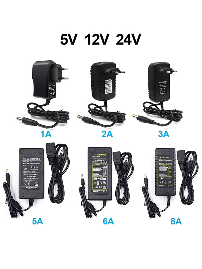 XUNATA Netzteil Adapter Konverter in Schwarz für LED Streifen und CCTV, AC 100-240V zu DC 5V 12V 24V - Bild 6