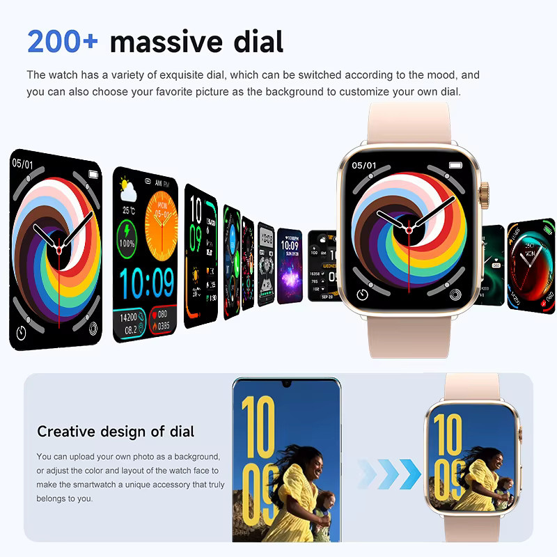 KAVSUMI Smartwatch, Grau, Silikon, 44 mm, Damen - Bild 6