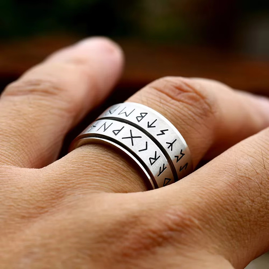 NORTHMAN Ring, Doppel Viking Runen, Edelstahl, Silber, Unisex - Bild 2