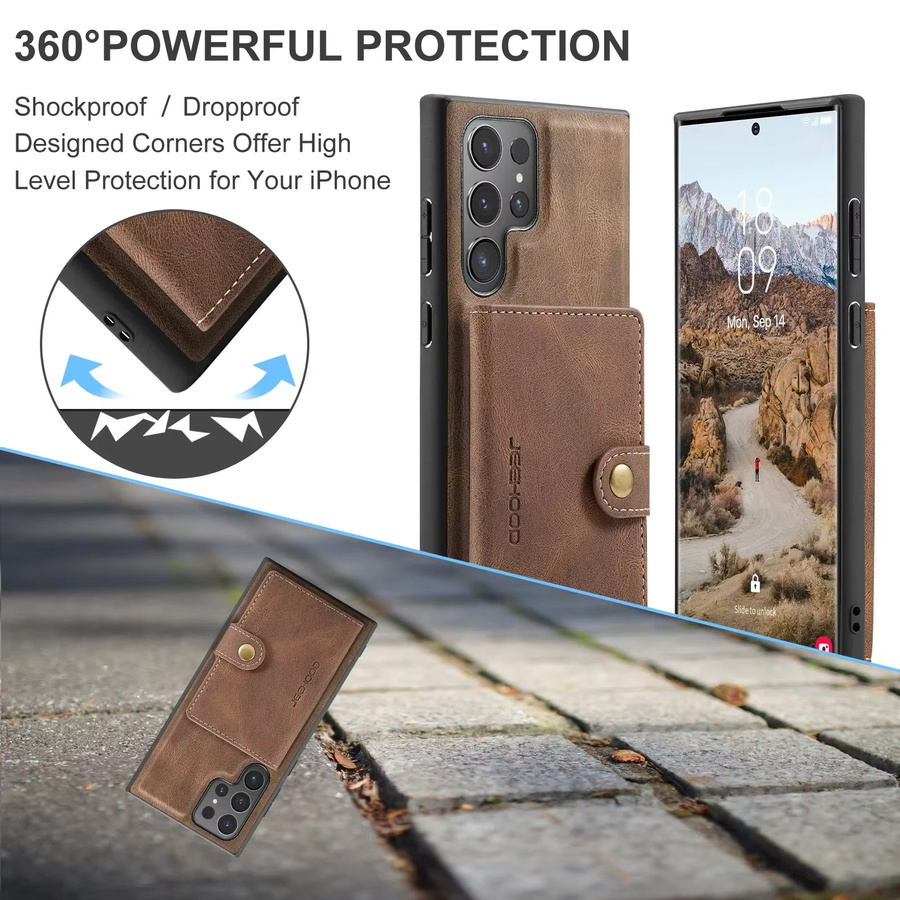 Samsung Galaxy 2-in-1 Magnetische Lederhülle mit abnehmbarer Brieftasche und Kartenfach in Braun für Galaxy S24 S23 S22 S21 S20 Ultra Plus FE - Bild 5