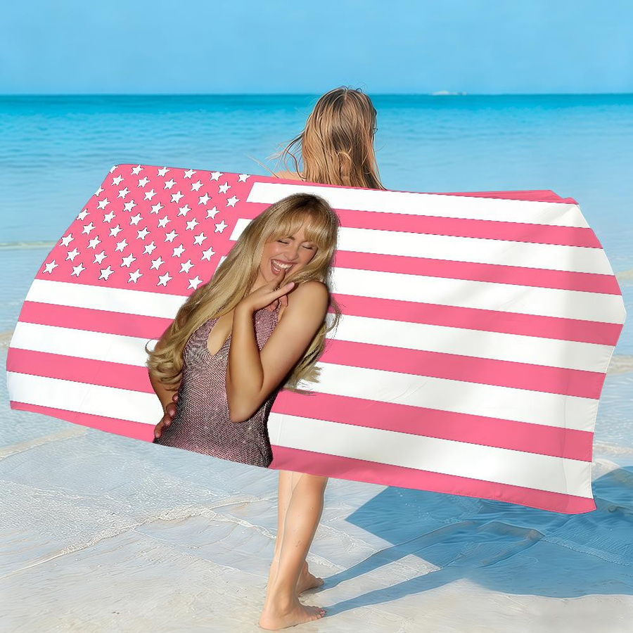 Schnelltrocknendes Strandtuch Heißer Sänger S-Sabrinaes Carpenters in Weiß und Multicolour, B: 76 cm, H: 152 cm - Bild 6