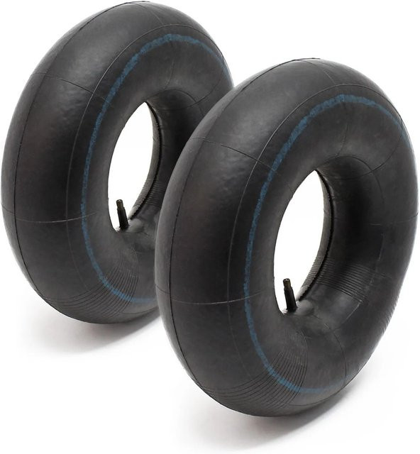 Wiltec 2er Set Luftschläuche 16X6.50-8 für Rasentraktoren mit geradem Ventil in Schwarz - Bild 1