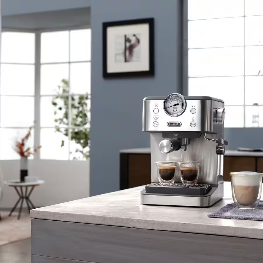 De'Longhi Classic EM450.M Siebträgermaschine in Silber mit Thermoblock und Dampflanze - Bild 7