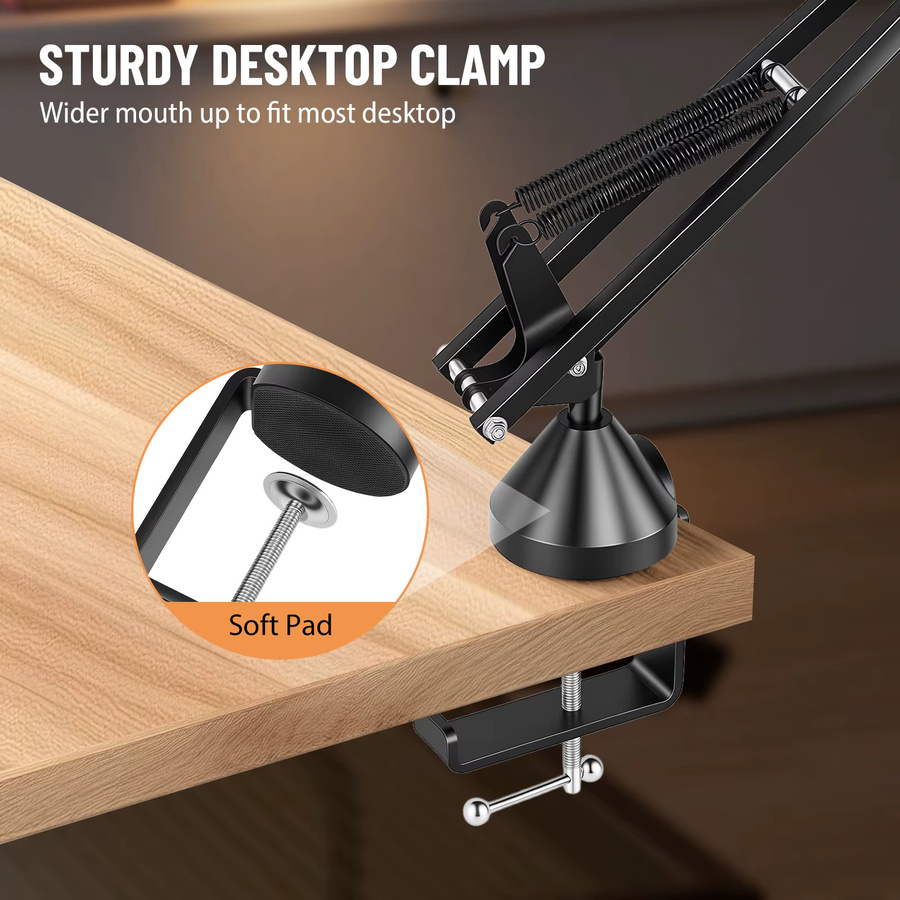 Verstellbarer Mikrofonarmständer in Schwarz mit Pop-Filter und 3/8 bis 5/8 sowie 1/4 Schraube für Blue Yeti, HyperX Quadcast, Elgato Wave und weitere Mikrofone - Bild 4