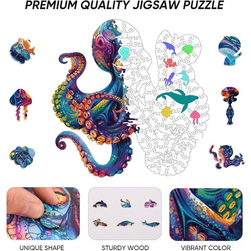 Qiuenisray Oktopus Ozean Puzzle Holz 200 Teile ab 14 Jahre - Bild 2