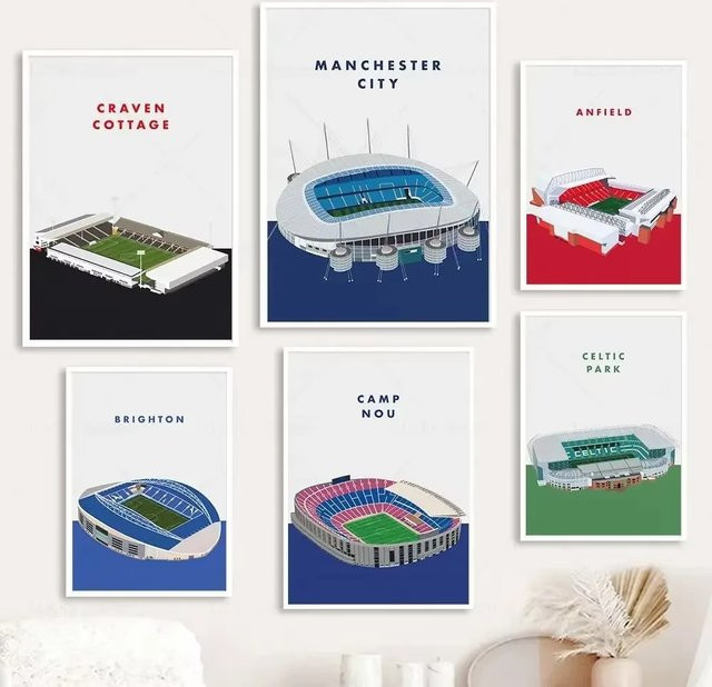 MINISO Leinwand Wandkunst Manchester City Anfield Stadion Fußballplatz Poster in Mehrfarbig - Bild 1