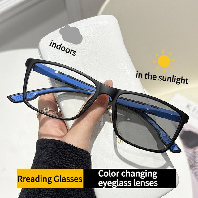 MDOD Sport-Lesebrille, Rechteckig, Vollrand, Kunststoff, Schwarz, Photochrom - Bild 1