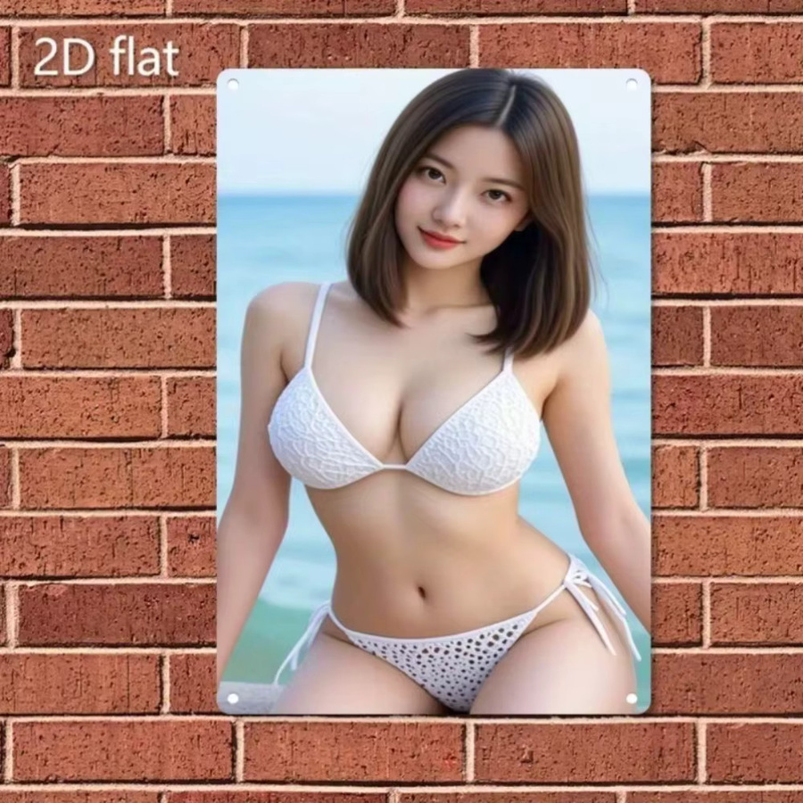 CIFBUY Retro-Metall-Barschild aus Eisen für die Wanddekoration, rustikale 2D-Kunst im Bikini-Stil, mehrfarbig, rechteckig - Bild 2