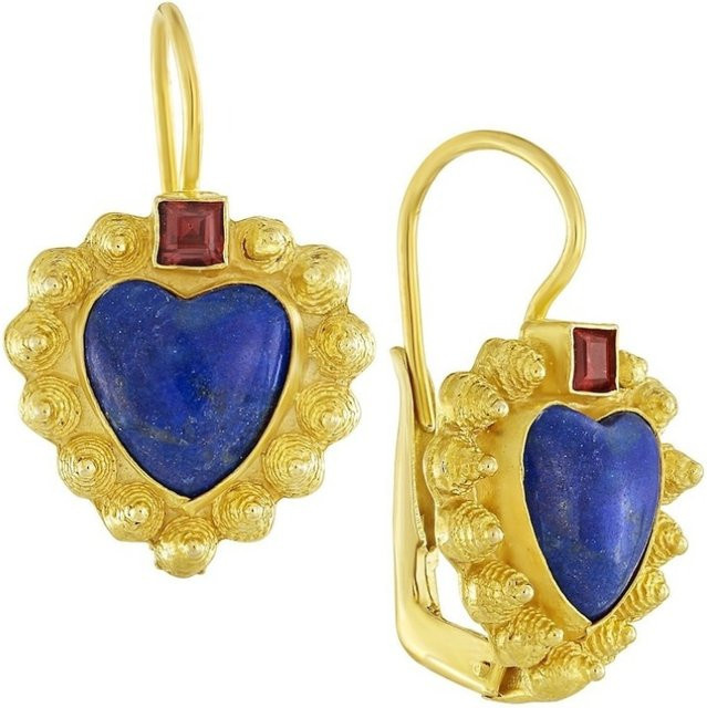 YoYo Ohrringe, Herz, Türkis, Gold, Damen, Vintage - Bild 1