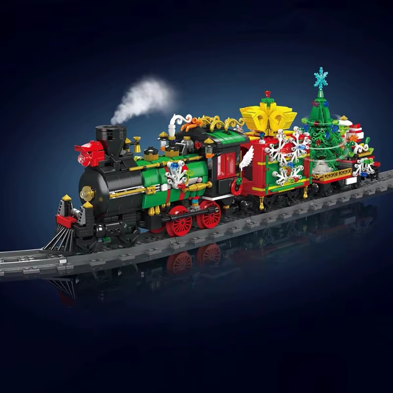 XMWL Weihnachtszug Baukasten, RC Eisenbahn, mit simuliertem Rauch und Musik, 1457 Teile - Bild 3