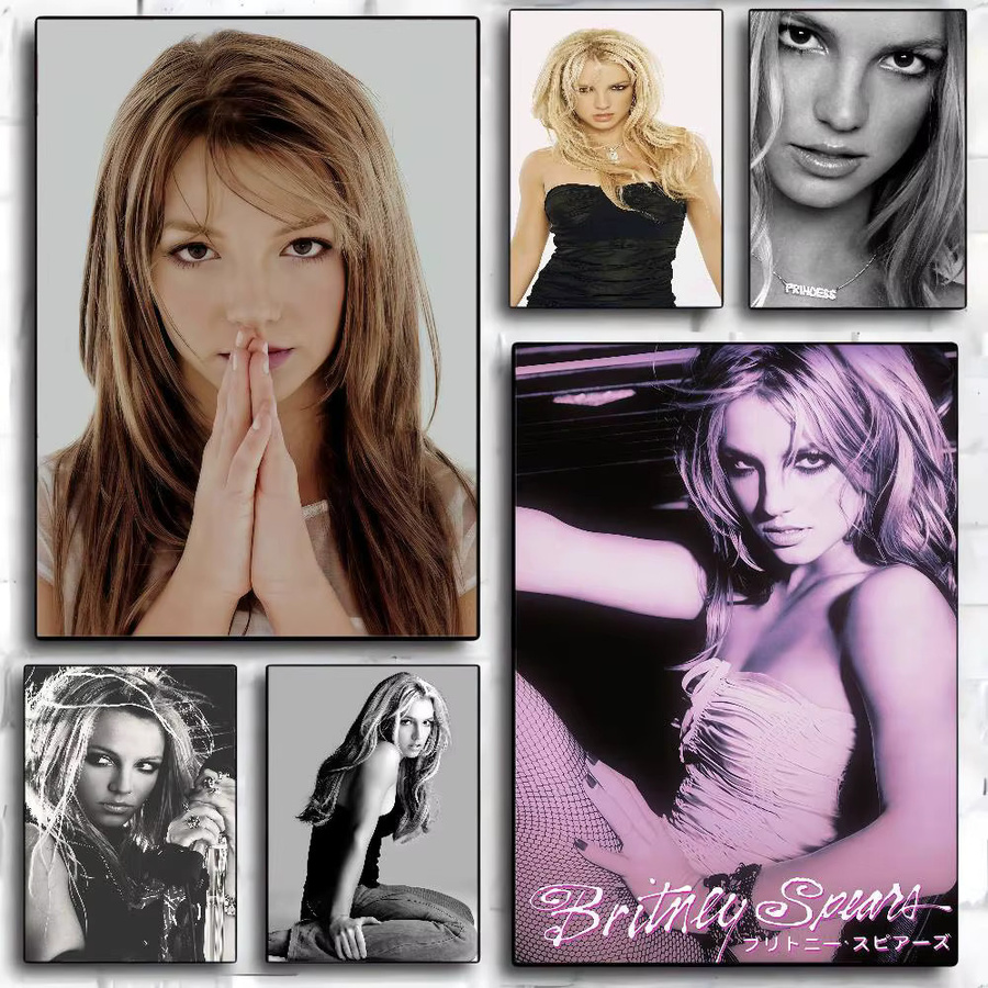Britney Spears Anime Poster Wanddekoration aus weißem Kraftpapier, selbstklebend, B/H: 15 x 15 cm - Bild 2