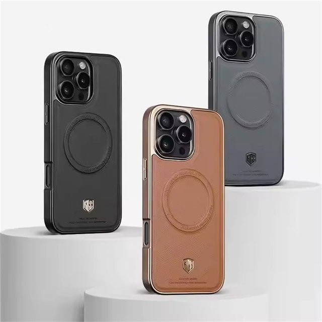 Luxuriöse magnetische Lederhülle für Apple iPhone 16, 15 Pro Max, 16 Pro und 15 Pro in Braun mit MagSafe-Kompatibilität und stoßfestem Schutz - Bild 1