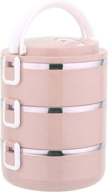 Walk Vogue Thermo-Bento-Boxen aus Edelstahl, 3er-Set, stapelbar und auslaufsicher, Farbe: Rosa - Bild 1