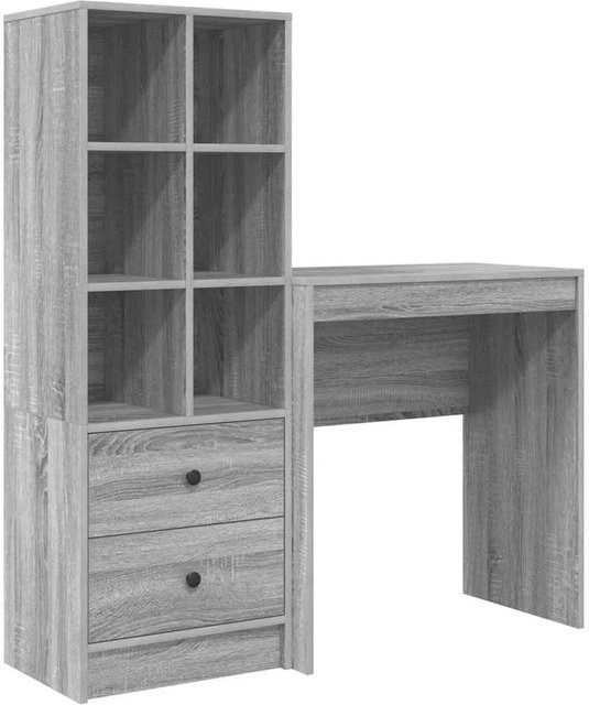 vidaXL Schreibtisch und Hochboard Set in Grau und Braun aus Holzwerkstoff im modernen Design - Bild 1