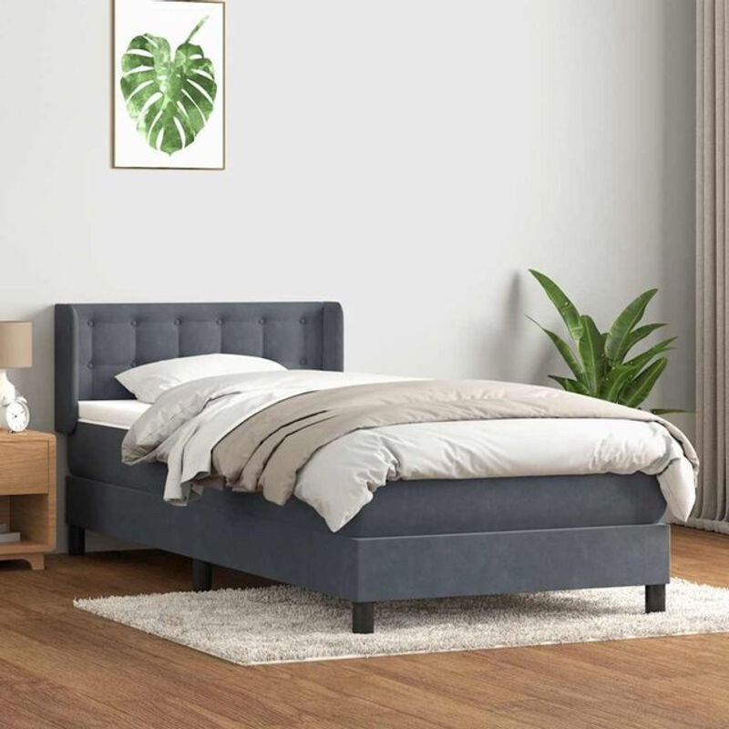 vidaxl Boxspringbett mit Matratze aus Samt in Anthrazit B/L: 80 x 210 cm - Bild 1