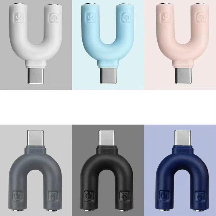 MovingMic USB-C Audio-Splitter-Adapter U-förmig 1 auf 2 für Kopfhörer und Mikrofon in Schwarz - Bild 3
