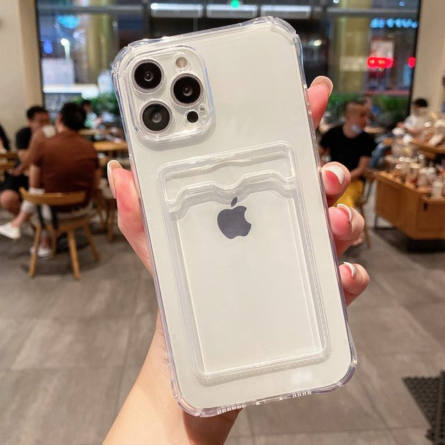 Transparente Brieftasche und Kartenhalter als weiche Hülle für dein iPhone (kompatibel mit iPhone 11 bis iPhone 17 Pro Max) in Transparent und Grau - Bild 1