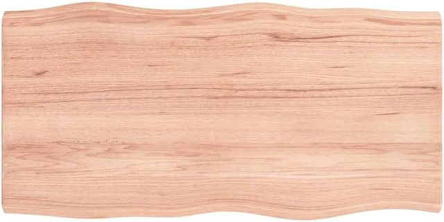 vidaXL Tischplatte aus Massivholz Eiche in Hellbraun mit Baumkante, B/T/H: 80 x 40 x 2-4 cm - Bild 1