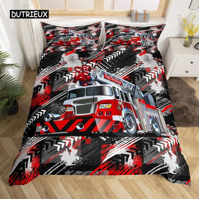 Binchi Bettwäscheset Feuerwehrauto Rot mit Motiv für Kinder, 3-teilig, B/H: 140 x 200 cm - Bild 1