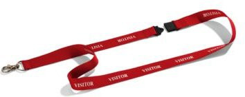 Durable Textil-Schlüsselband mit VISITOR-Aufdruck in Rot-Weiß mit Sicherheitsverschluss und Karabiner, L: 44 cm, B: 2 cm - Bild 1