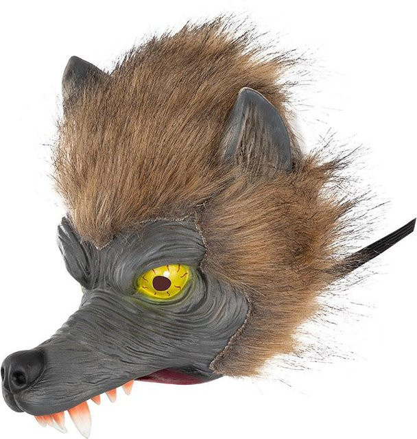 Schreckliche Wolfstier-Kopfbedeckung, Party-Latexmaske, Grau - Bild 1