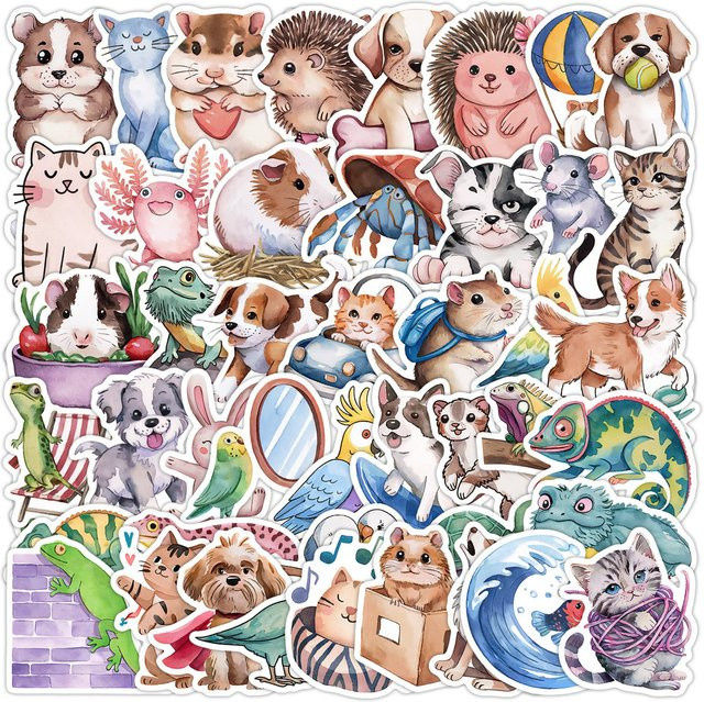 50 Stück niedliche Tier-Graffiti-Aufkleber in Multicolour von Anime Worlds Store, wasserdichte Sticker für Notebook, Computer, Gepäck und Thermoskanne - Bild 1