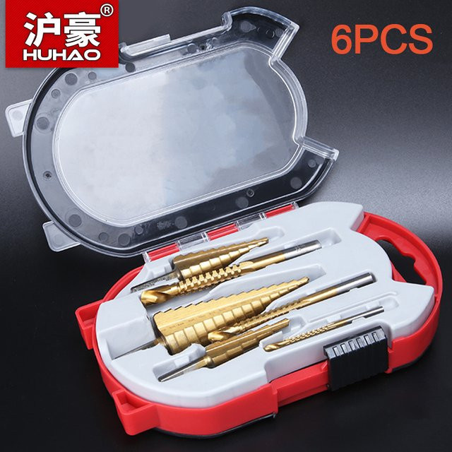 HUHAO 6er Set M35 HSS Stufenbohrer aus Edelstahl in Gold für Metall und Holz - Bild 1