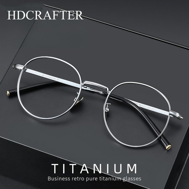 CHFEKUMEET Korrektionsbrille, Rund, Vollrand, Titan, Silber, Unisex - Bild 1