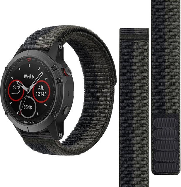 MY-CASE Uhrenarmband Nylon, Klettverschluss, 22 mm, Schwarz, Unisex - Bild 1
