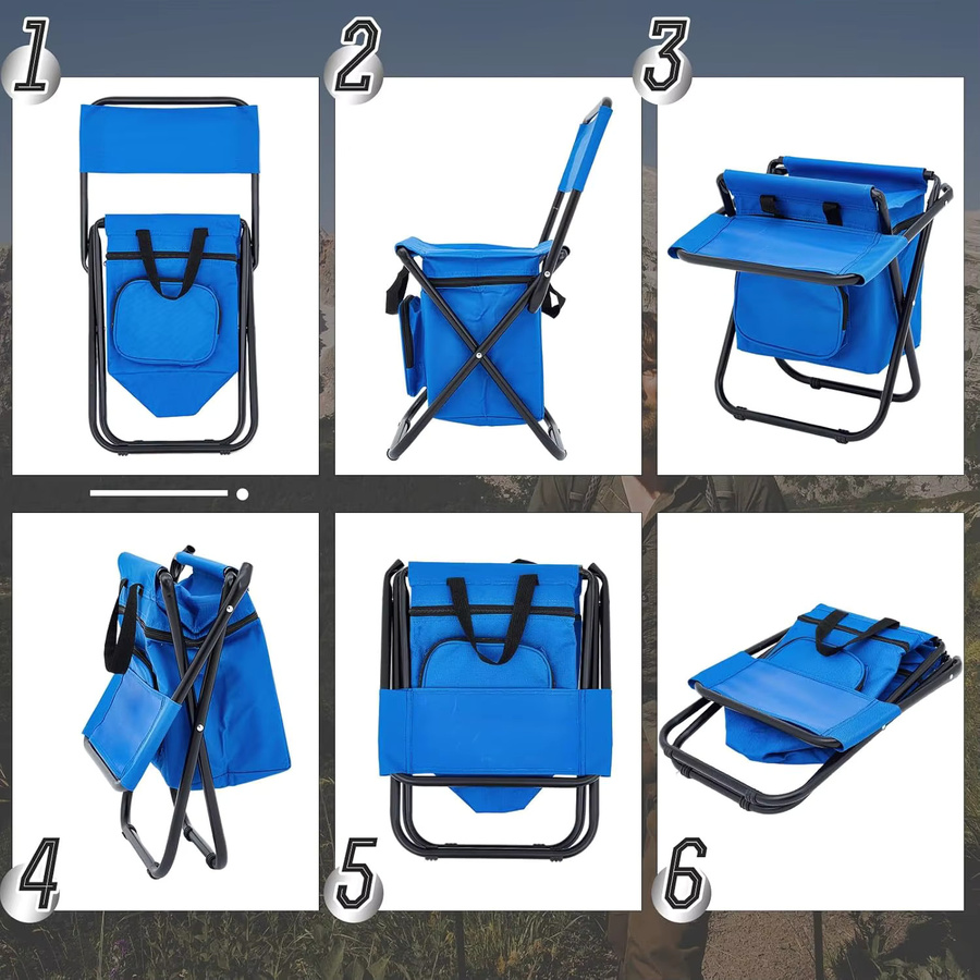 SUITU Outdoor-Campingstuhl mit abnehmbarer Kühltasche in Blau - Bild 6