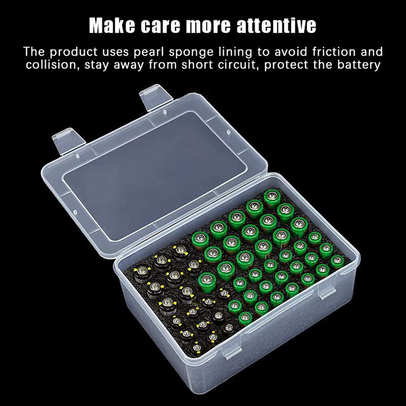 ESHYLALA Batterie-Organizer Aufbewahrungsbox für 54 AA und AAA Batterien, transparent - Bild 4