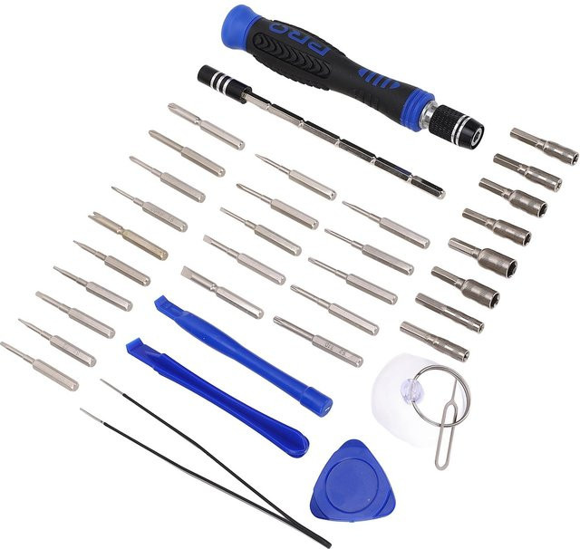 Fishine Präzisions-Teleskopschraubendreher mit magnetischen Bits und rutschfestem Griff in Grau und Blau - Bild 1