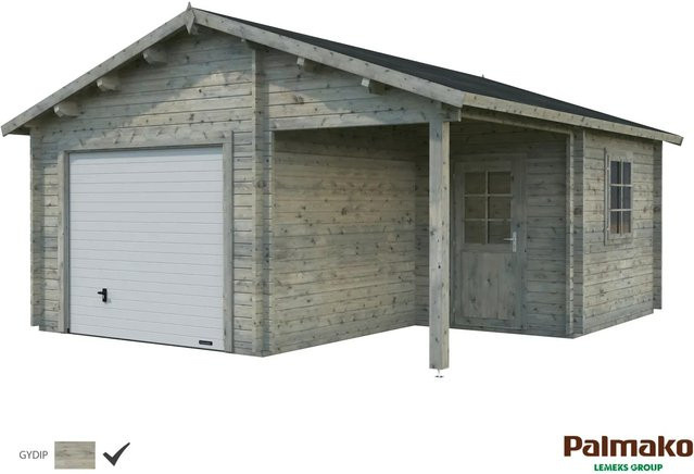 Palmako Holzgarage Roger mit Sektionaltor in Grau, B/T: 510 x 550 cm - Bild 1